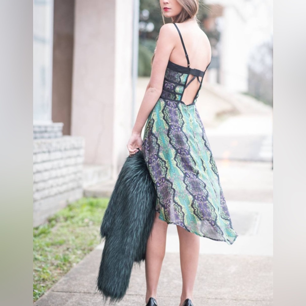 M Silk Reptile Bustier Dress